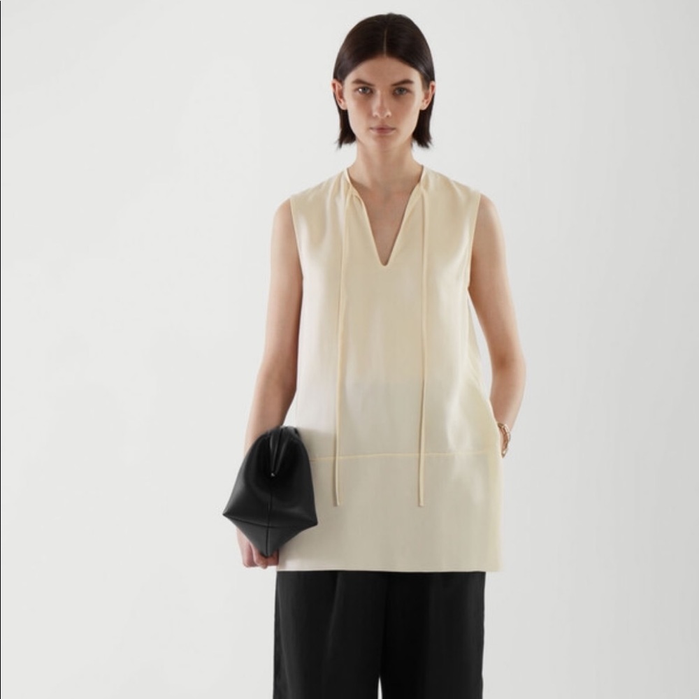 Cos tie neck blouse top